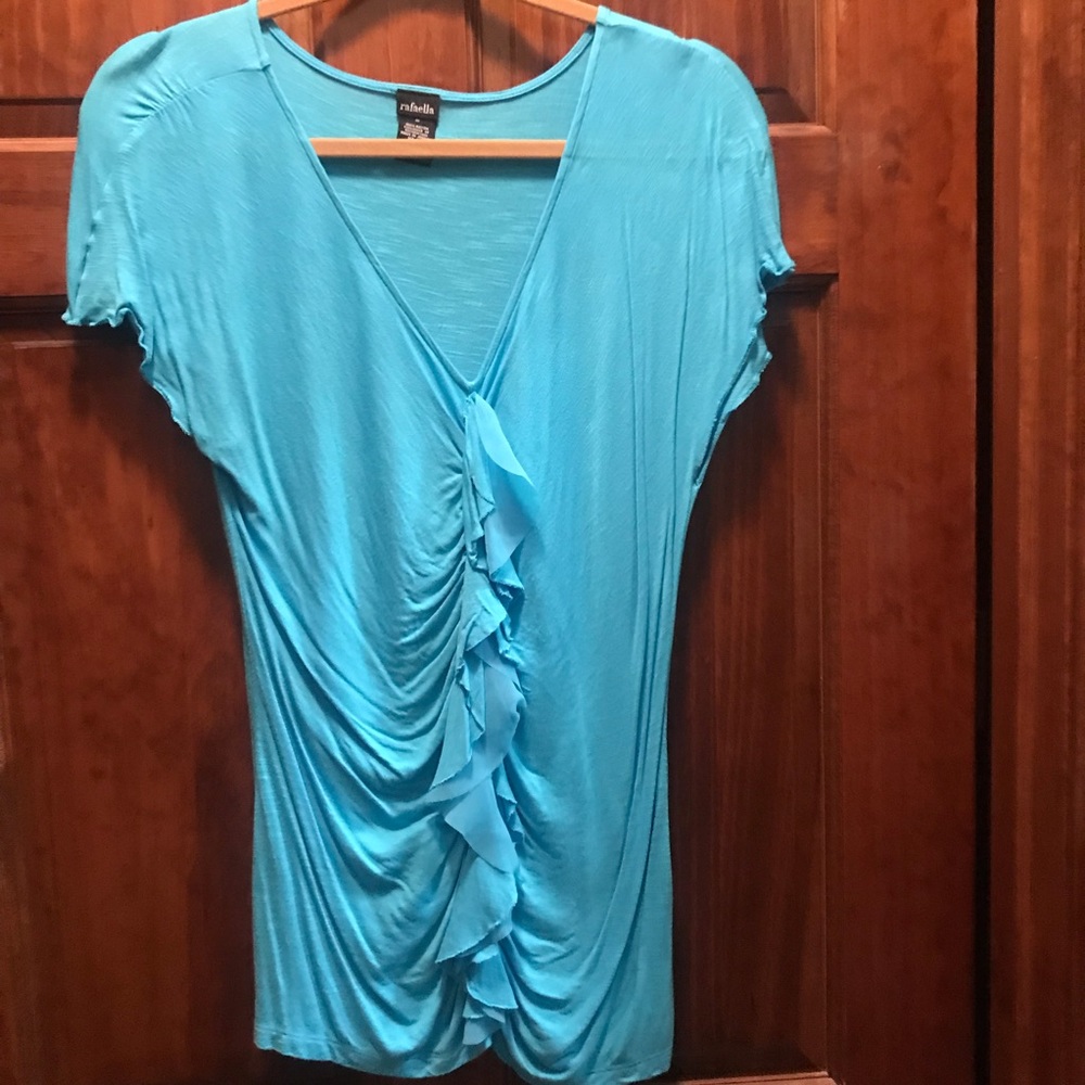 Light blue Rafaella short sleeve shirt. Size M